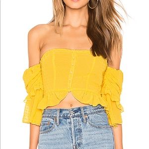 Revolve Majorelle Karolina Yellow Crop Top